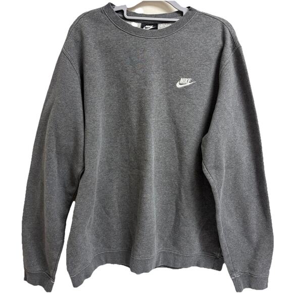 Nike Other - Nike Crewneck Sweatshirt Mens XL Heather Gray White Logo Pullover Cotton Blend